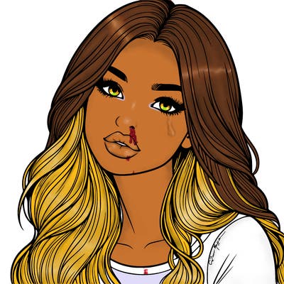 realistic girl with hair on her hair and lips