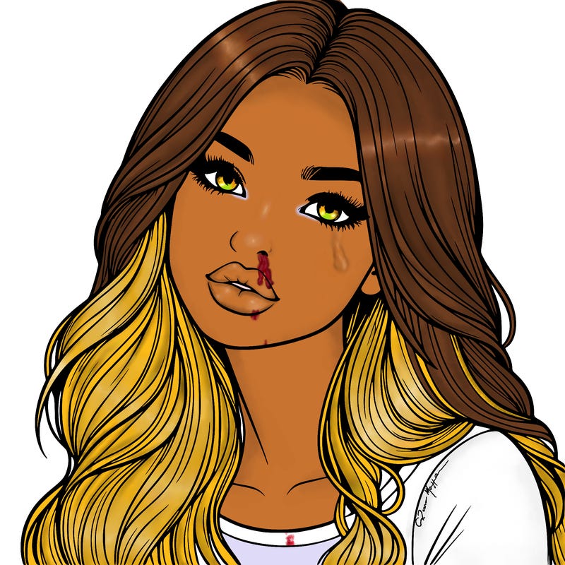 realistic girl with hair on her hair and lips