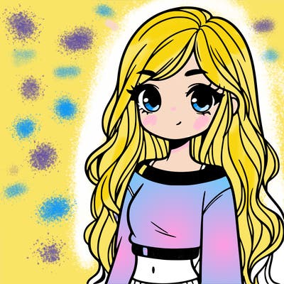 girl with long hair and a crop top with a sweater