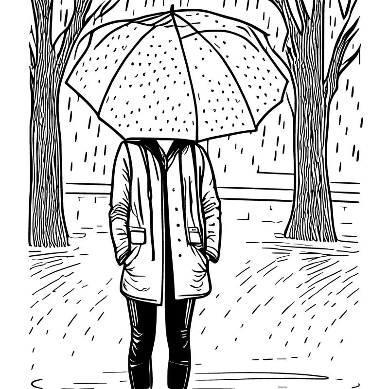 person standing in the rain