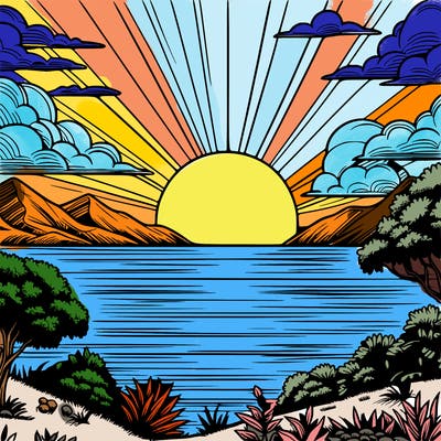 realistic sunset