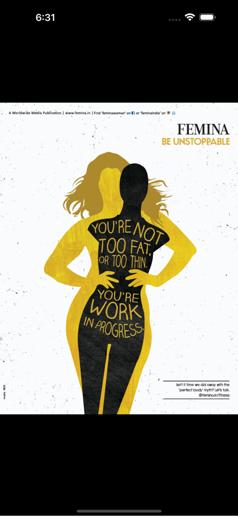 Femina Magazine - An empowering graphic from Femina Magazine about body positivity and self-acceptance.