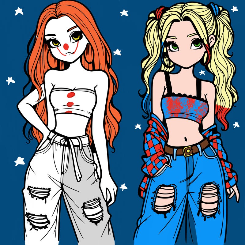 2 girls in crop tops and baggy jeans ripped