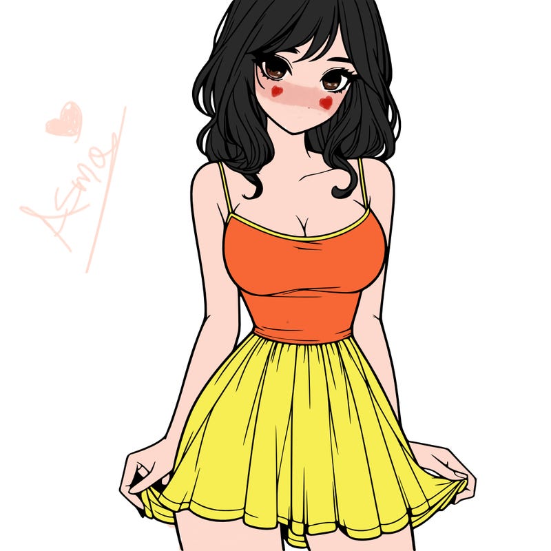 realistic girl in short dress