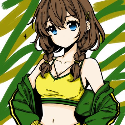 anime girl wearing crop top