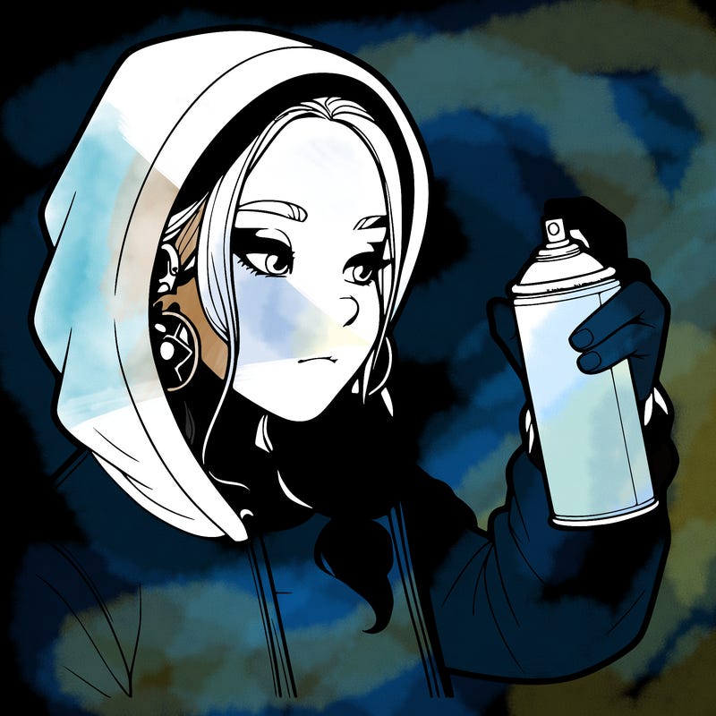 a realistic girl, spray painting