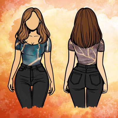 faceless woman wearing jeans