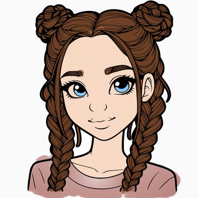 realistic girl with braids
