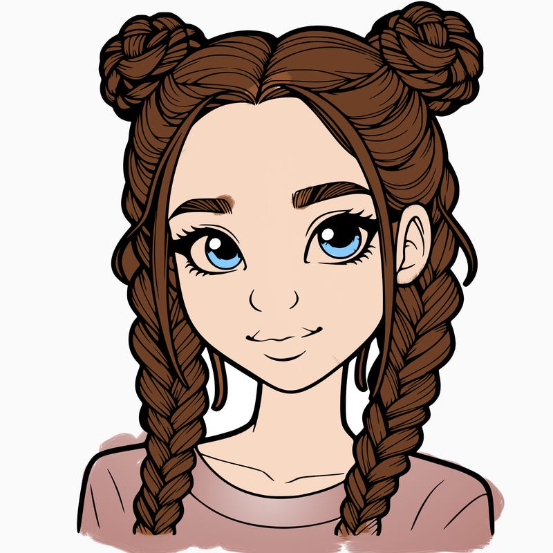 realistic girl with braids