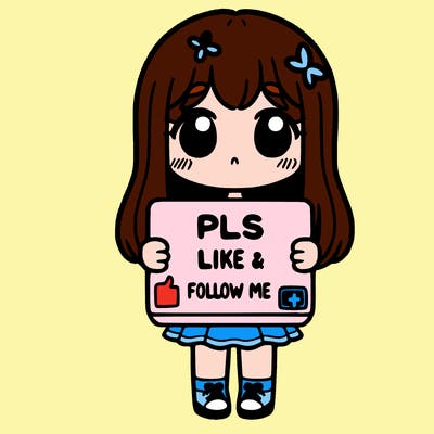 girl holding a sign that says pls like and follow me