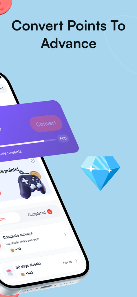 Gerald - Cash Advance - Interface of the Gerald app showing how to convert reward points into cash advances.