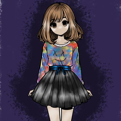 realistic girl with a skirt on