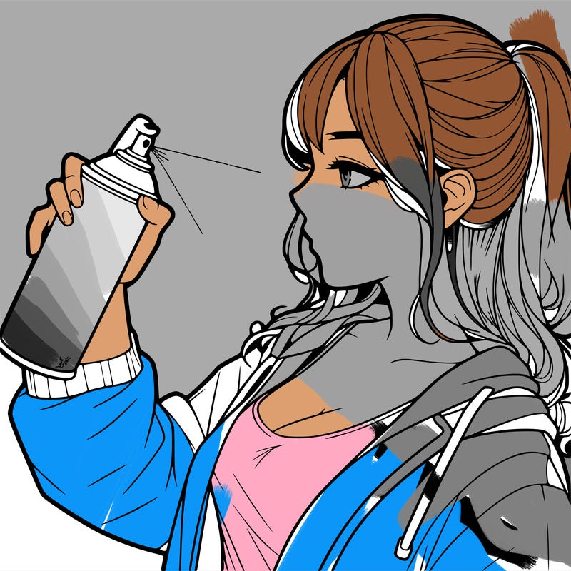 a realistic girl spray, painting
