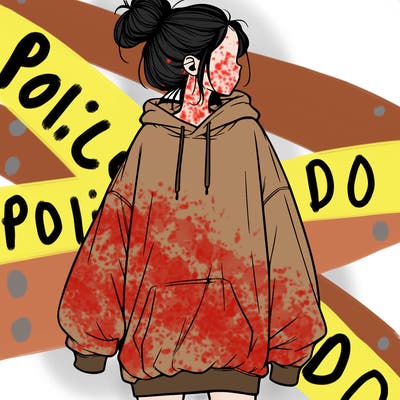 realistic girl with a oversized sweatshirt on and a bun