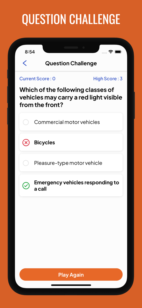 G1 Practice Test Ontario 2025 - G1 driving theory practice test question challenge screen showing a multiple choice quiz in the Ontario G1 app.