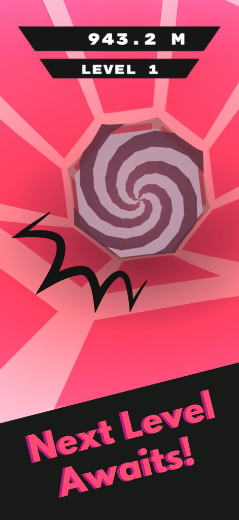 Color Tunnel Rush - Color Tunnel Rush gameplay featuring a pink tunnel with a spiral obstacle and a score display