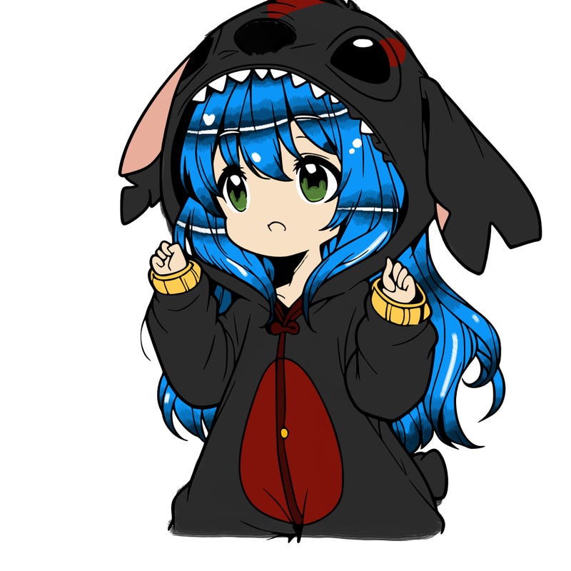 anime girl in a stitch onsie