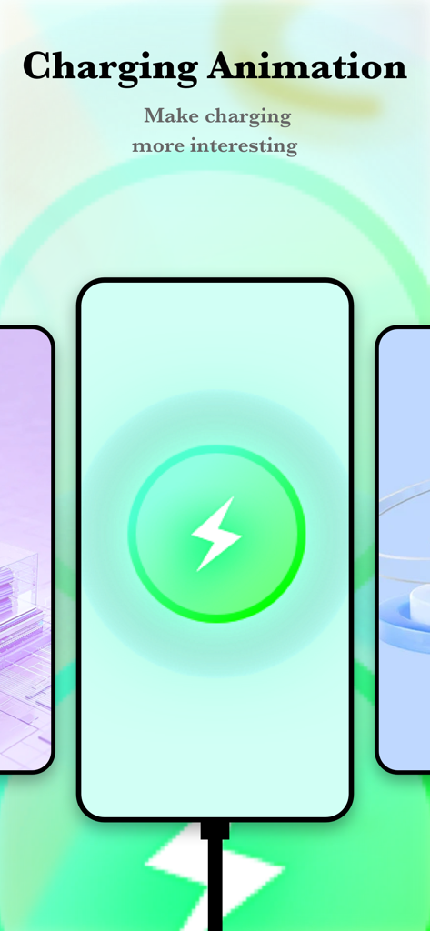 Animación de carga estética para iPhone con un icono de rayo verde brillante