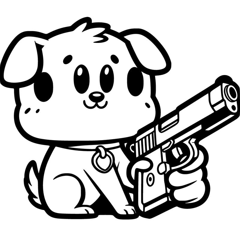 dog has a gun