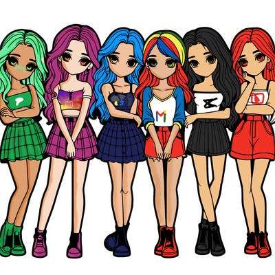 a group of girls realistic