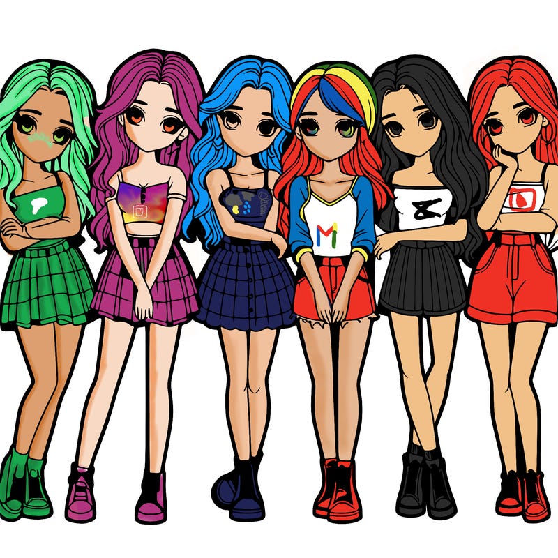 a group of girls realistic