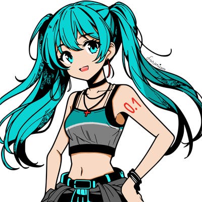 anime girl wearing crop top