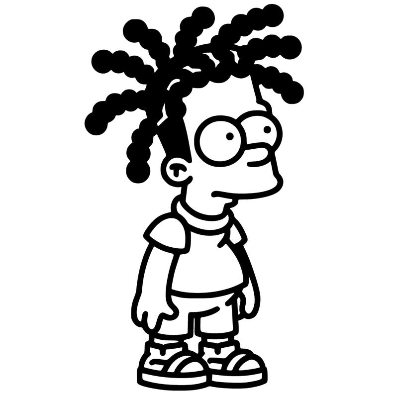 a boy with dreads as a simpson