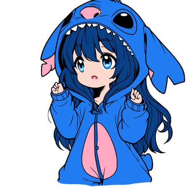 anime girl in a stitch onsie