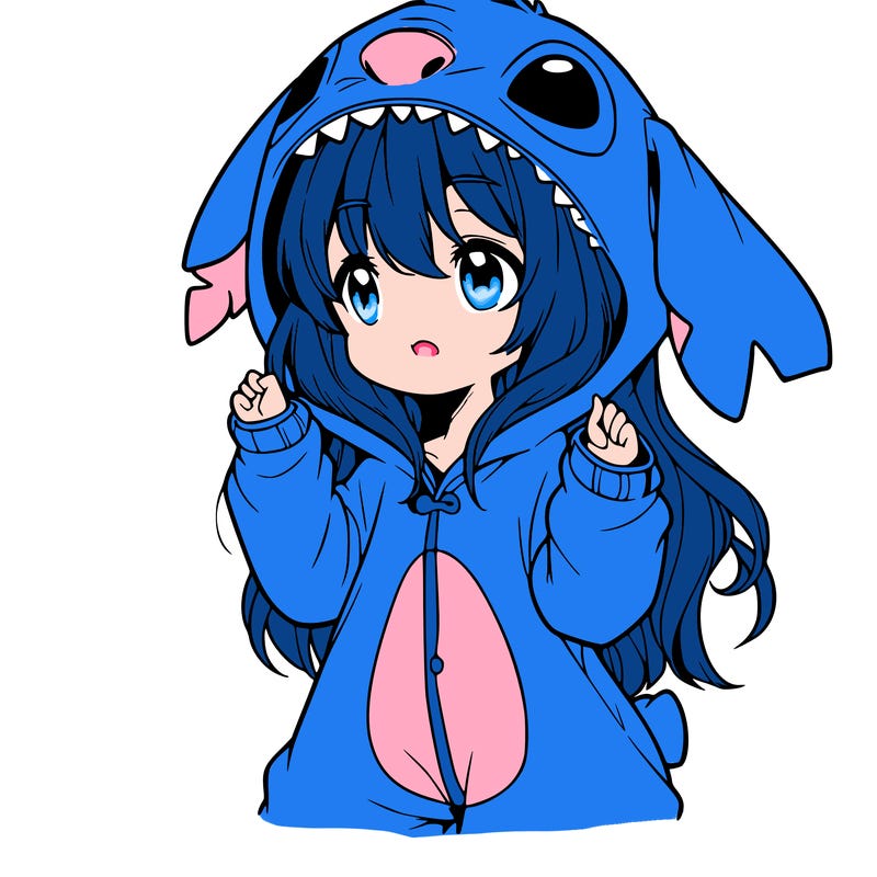 anime girl in a stitch onsie