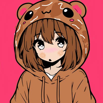 anime cute girl with hoodie