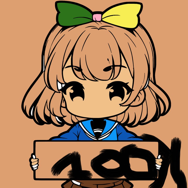 cute anime girl holding a sign