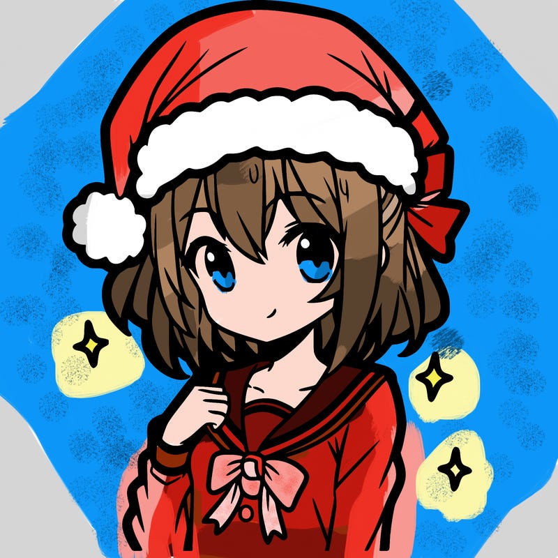 anime girl wearing a santa hat