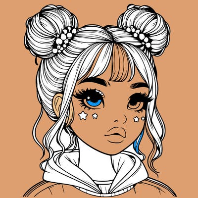 realistic girl with space buns