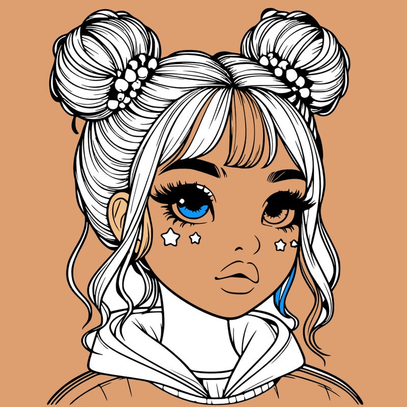 realistic girl with space buns