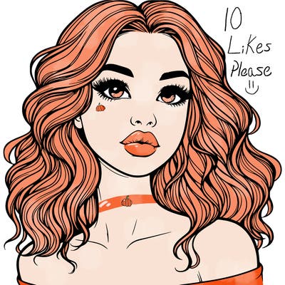 realistic girl with wavy hair and lips