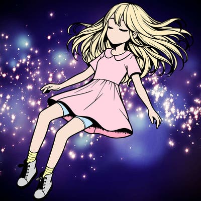 realistic girl floating