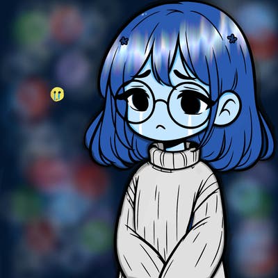 sad girl with glasses in a sweater