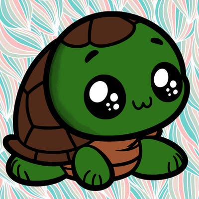 cute little animated turtle