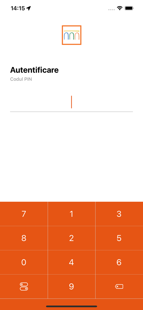 Intesa I-Bank mToken PIN authentication screen with orange numeric keypad
