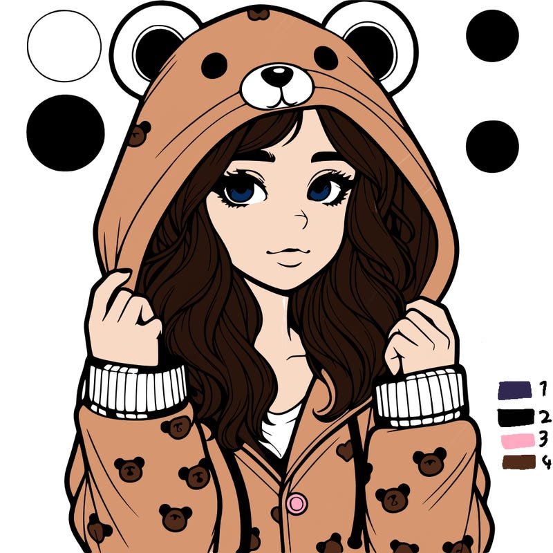realistic girl in a animal pjs hoodie