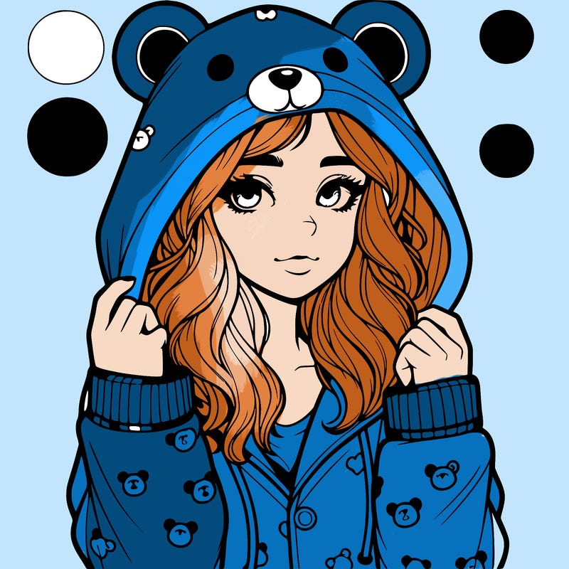 realistic girl in a animal pjs hoodie