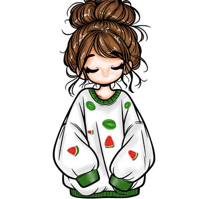 girl with baggy sweatshirt and messy bun