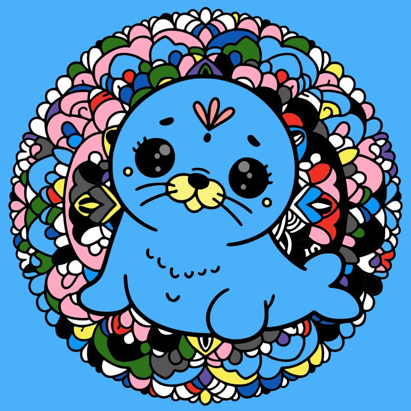a cute baby seal mandala