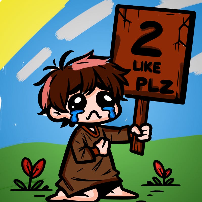 small poor toddler crying with sign that says 2 like plz