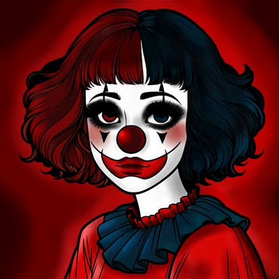 a clown girl realistic