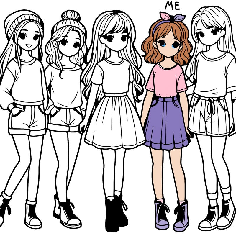 a group of five girls