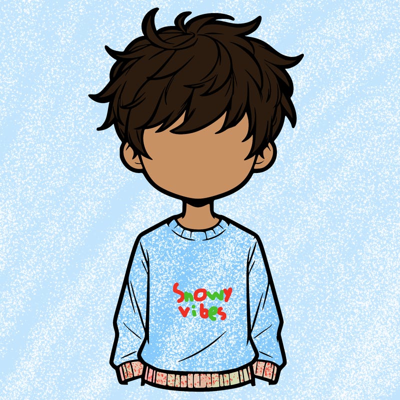 realisic faceless boy with messy hair white long dleeve