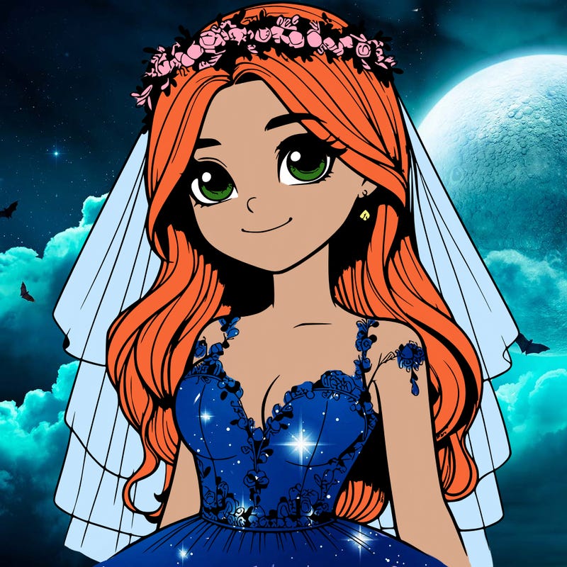 realistic girl in a wedding dress