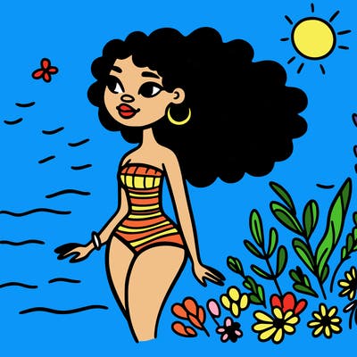 african woman in a swimsuit