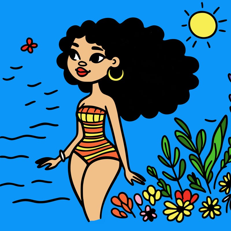 african woman in a swimsuit